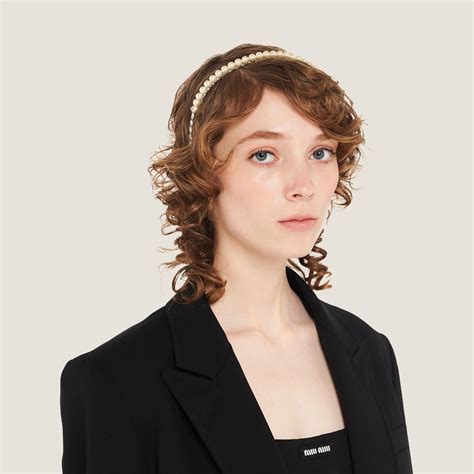 miu miu pearl headband|miu michael headband.